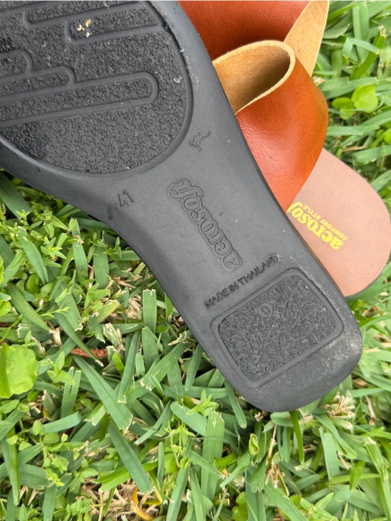 Aerosoft Brown Toe Loop Slide Sandals Minimalist Flat Comfort Sandals US 10 - Picture 4 of 4